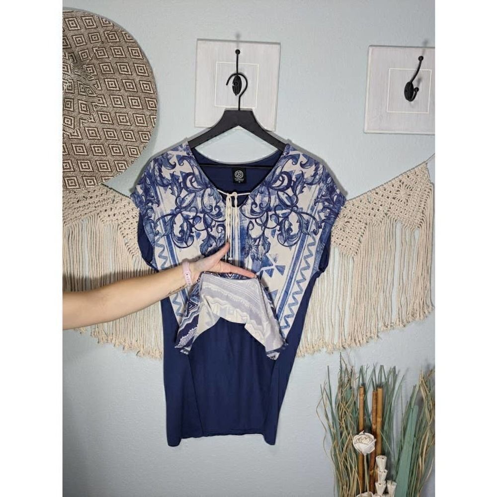 Bobeau Blue Aztec Tunic Top - Picture 3 of 16